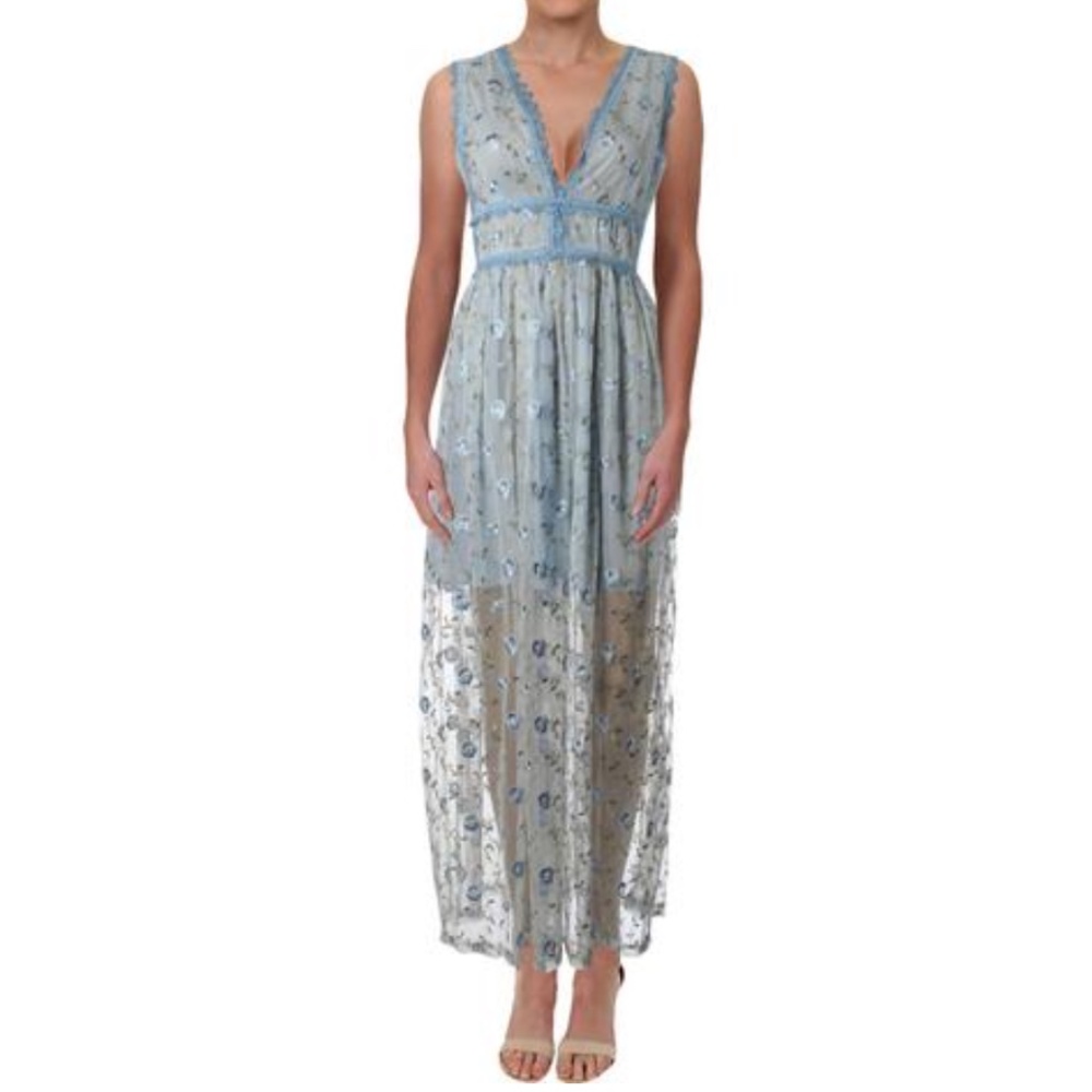 AQUA  Embroidered Floral Maxi Dress NWT, Size L - Picture 2 of 8